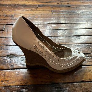 DOLCE VITA white leather wedge heels, size 10